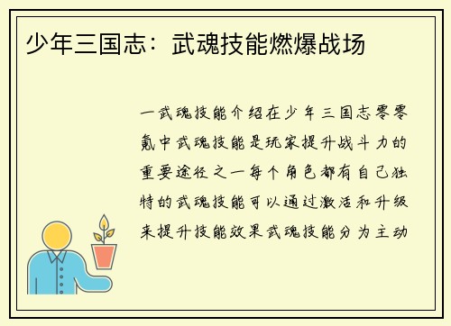 少年三国志：武魂技能燃爆战场